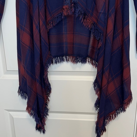 Knox Rose Navy & Maroon Shawl-wrap with sleeves Women’s size Small - Picture 4 of 7